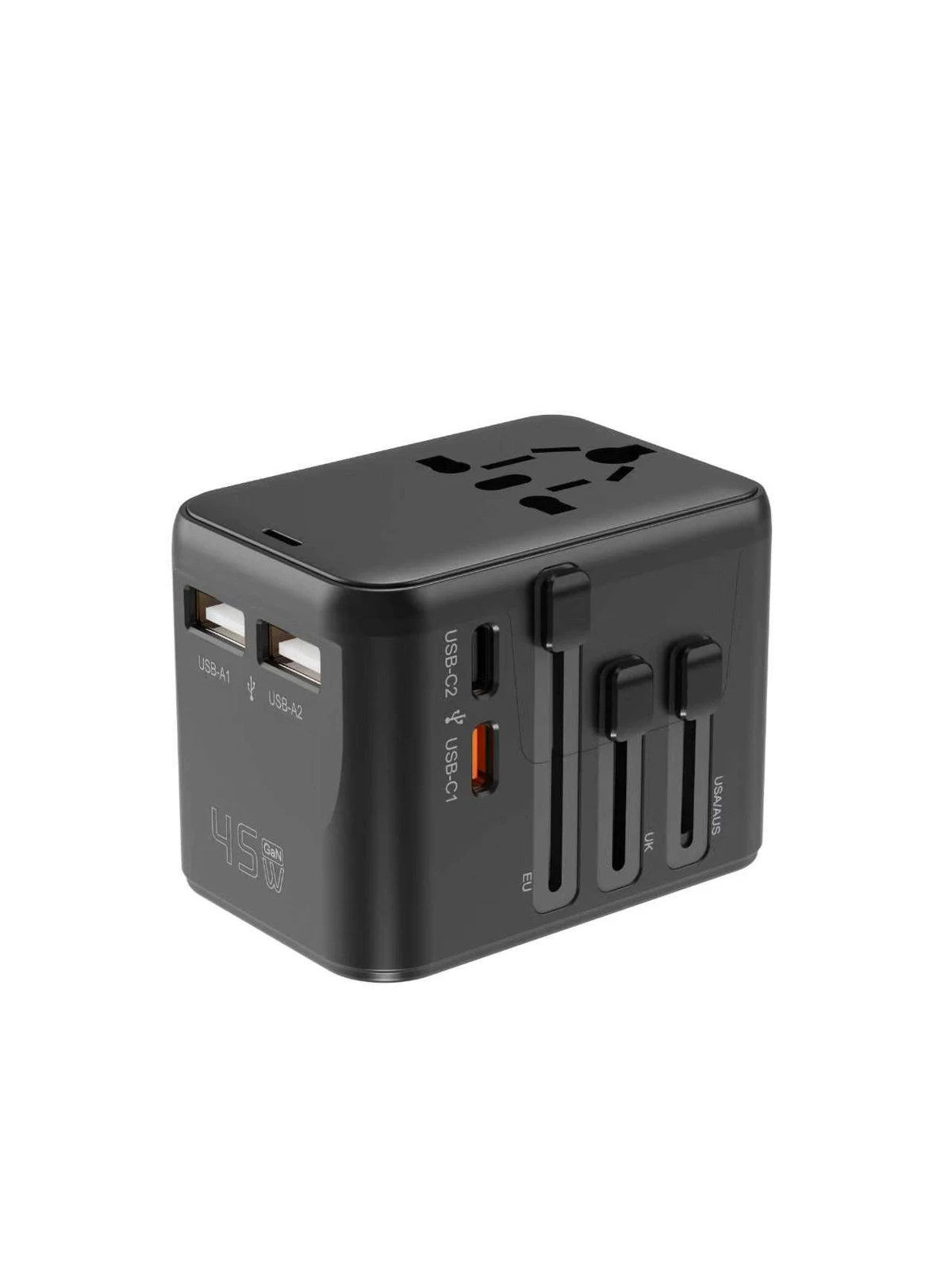 HHT521 kelioninis adapteris ir konfigūracijų vaizdai